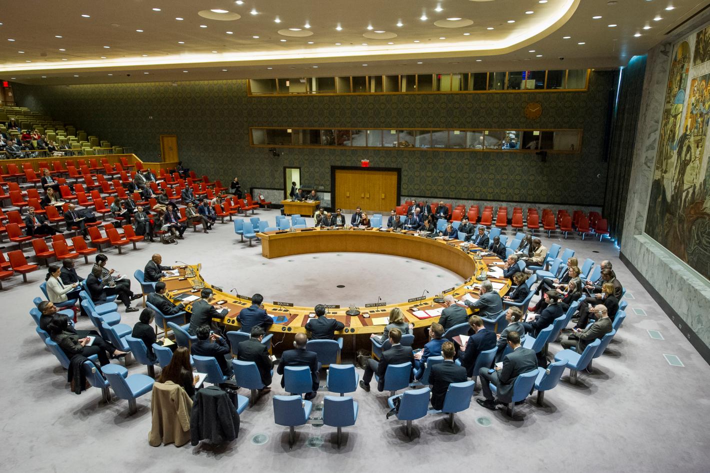 A wide view of the Security Council meeting on developments and trends in West Africa and the Sahel.