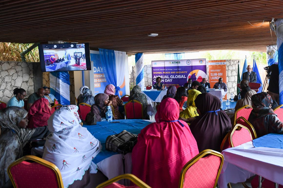guests listen to the remarks by Acting UN Special Representative James Swan, speaks during the Open Day on Women, Peace and Security